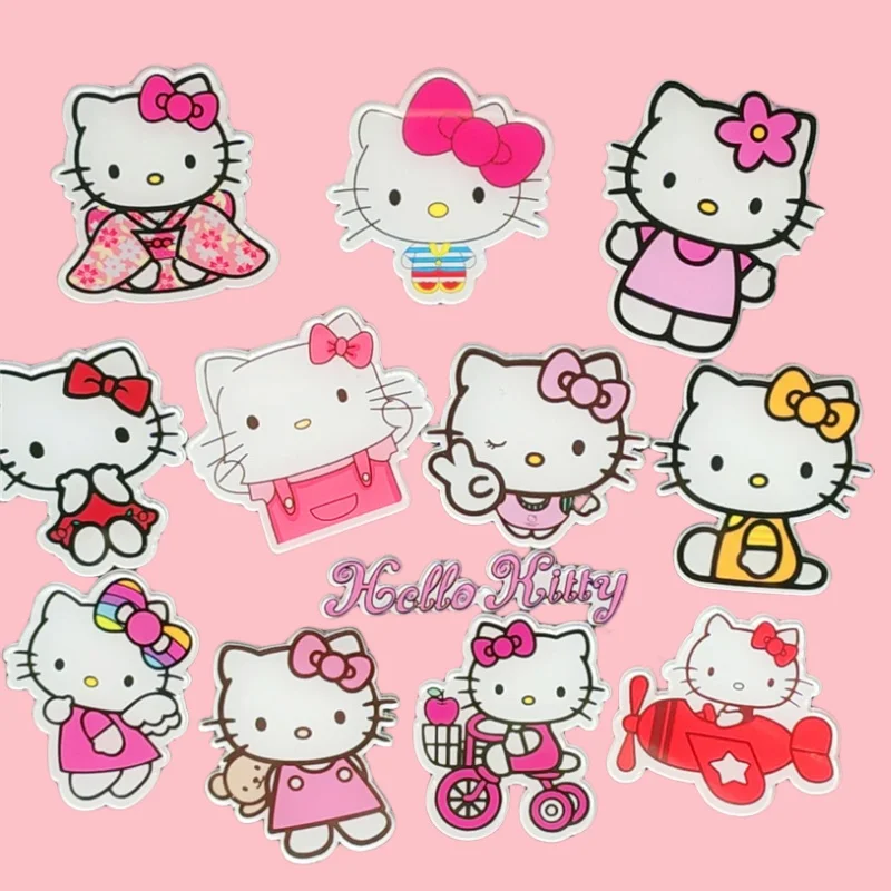 

Cartoon HelloKittys Acrylic Brooch Cute Pink Badge Shoes Clothes Bags Jewelry Anime Pins Brooches for Women Art Friends