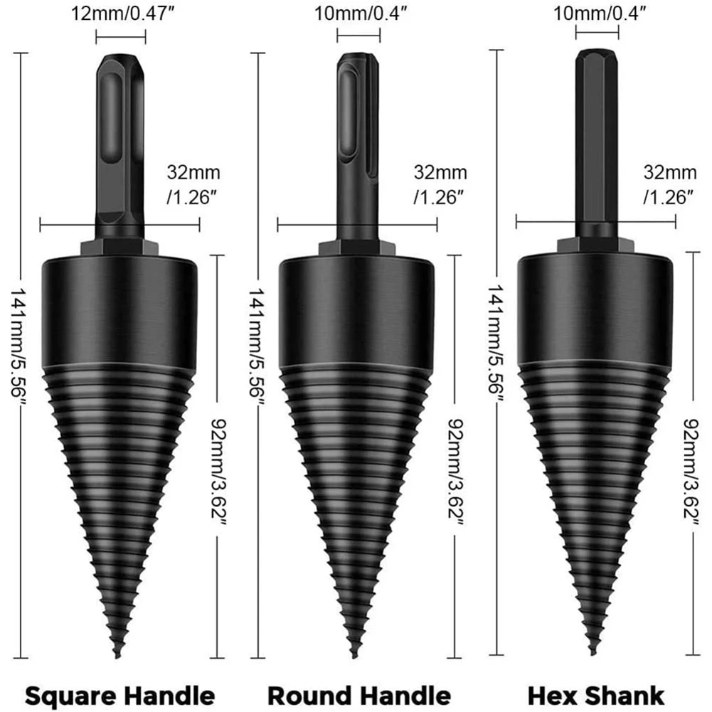 32/38/42/45/50mm Quality HSS Firewood Splitter Drill Bit Round/Hex/Triangle Shank Wood Split Cone Drill Bit Woodworking Tools