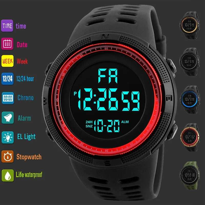 Electronic Watch For Mens Military Sports Watches Luminous Multifunction LED Digital Wristwatch for man kids Boy Student Teen
