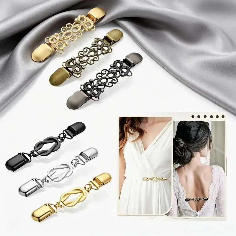 3/4/6Pcs Retro Metal Cinch Clips Decorative Sweater Shawl Fasteners for Women Shirts Dresses Holiday Outfits