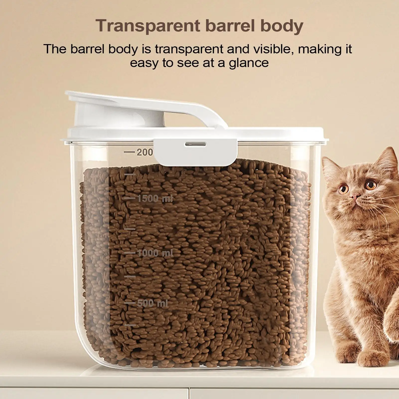 2L Organizer-Behälter für Katzenfutter, luftdichter Behälter für Hundefutter mit Deckel für Zuhause, Wohnung, Speisekammer, Snacks, Nüsse, Katzenfutter