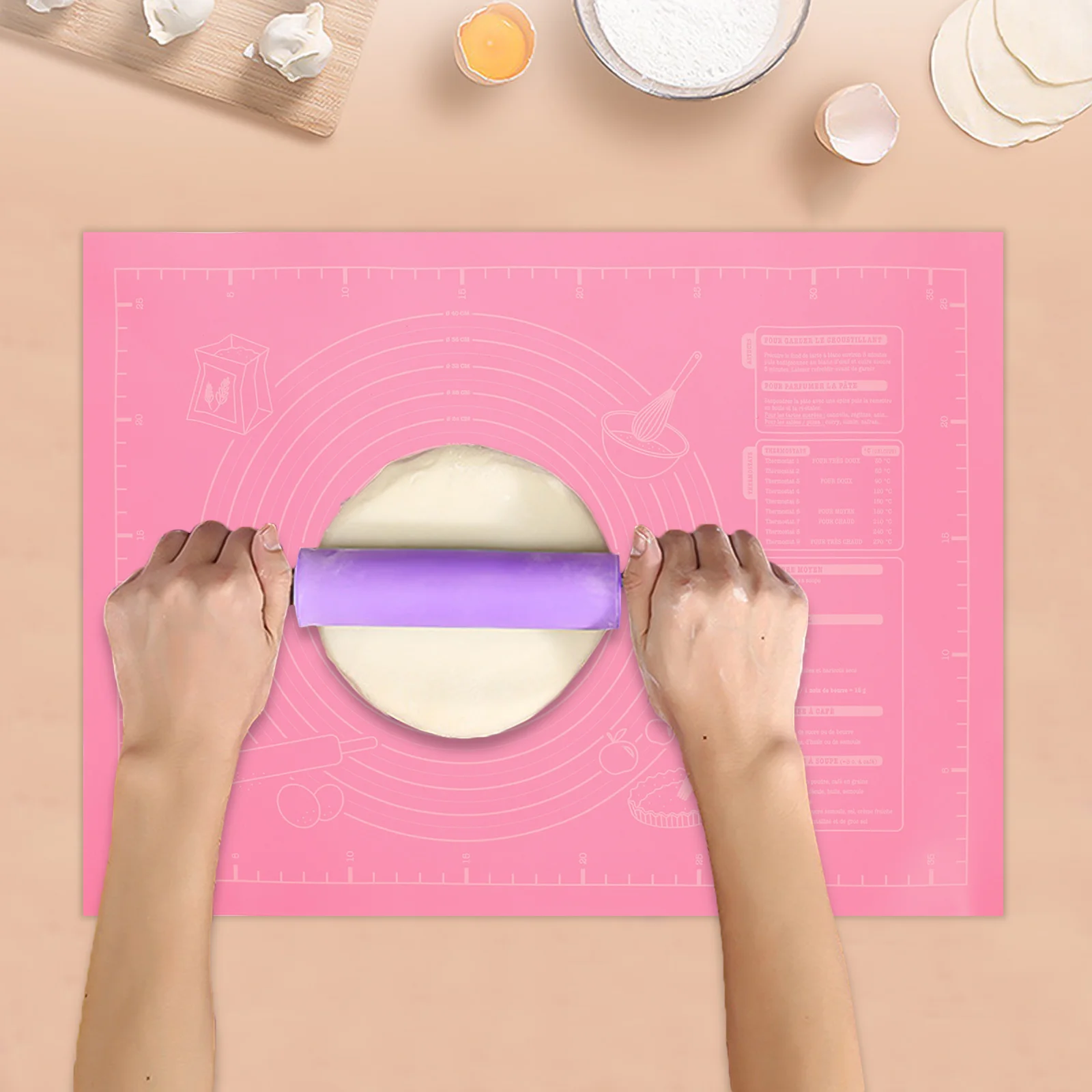 

Silicone Kneading 23X35Cm Nonstick Reusable Dough Rolling Pad For Baking Pastry Making Kitchen Counter Mat Anti-Slip