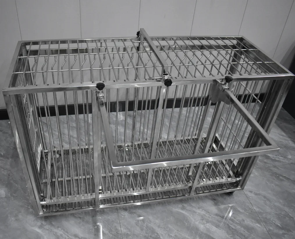 Veterinary Small Nursing Injection Cage to prevent pet bites Vet hospital clinic Stainless steel pet injection cage