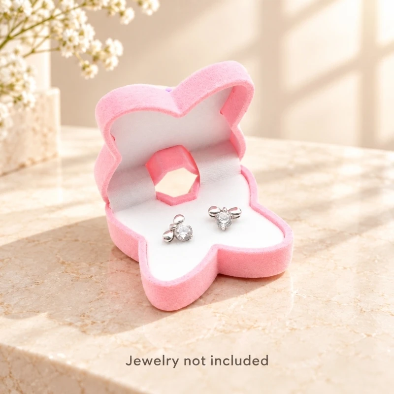 Butterfly Earring Box with a Plush Textured Exterior, Soft Interior Lining, and Raised for Decorative Jewelry