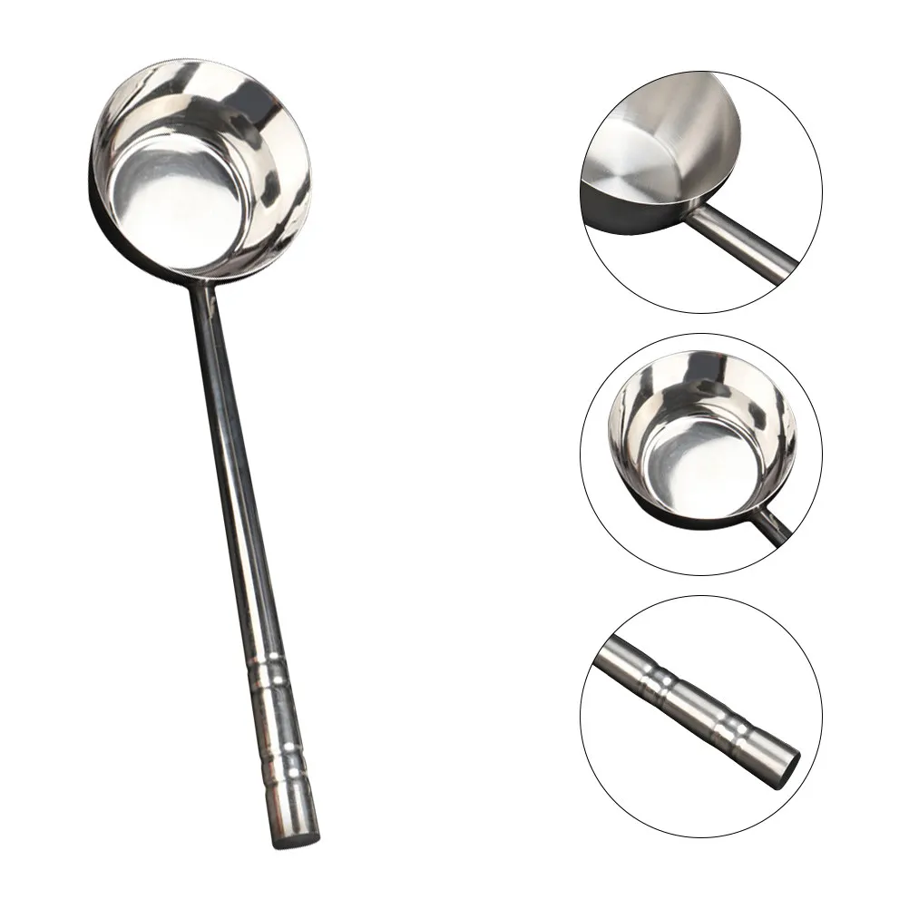 Stainless Steel Water Ladle with Flat Bottom, Large Capacity & Long Handle for Kitchen, Home, Dining Hall