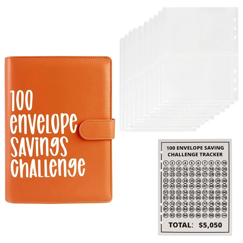 

1Set 100 Envelope Challenge Binder Easy And Fun Way To Save 5,050 Savings Challenges Budget Book Binder +Cash Envelope