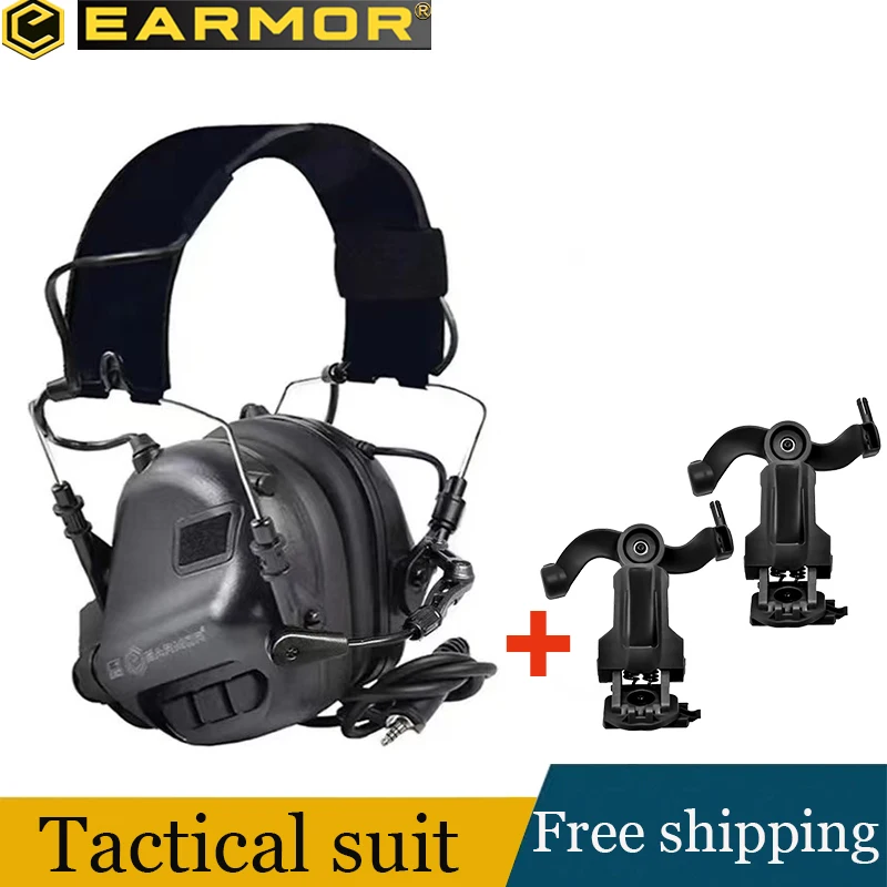 EARMOR Tactical Headset M32 MOD3 Active Shooter Earmuffs Helmet Headset with Helmet Rail Adapter Helmet Mount Headset