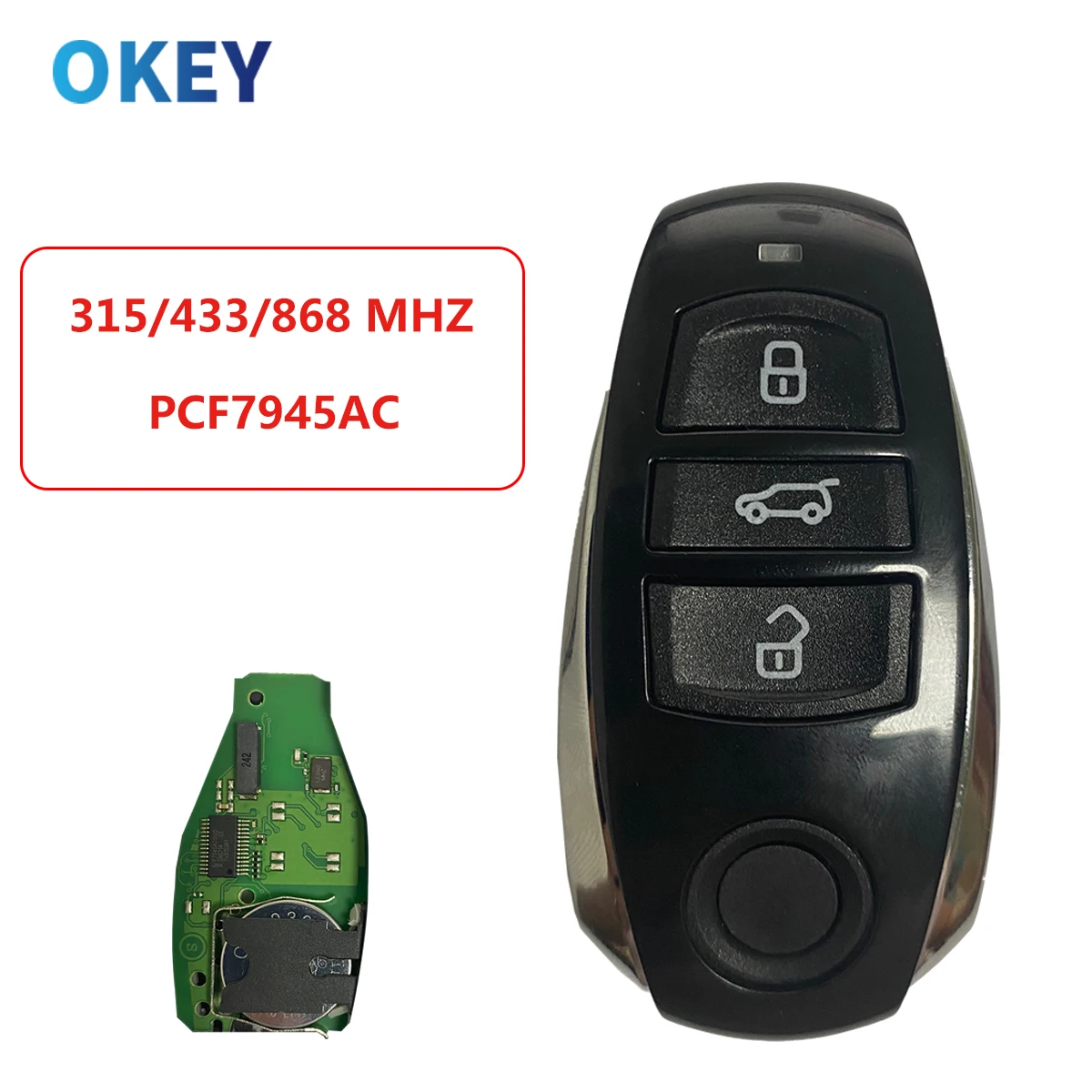 

Okey Remote Control Car Key For VW Volkswagen Touareg 2010-2014 Hitag CVGA 315/433/868Mhz PCF7945AC Chip Non-Keyless Entry