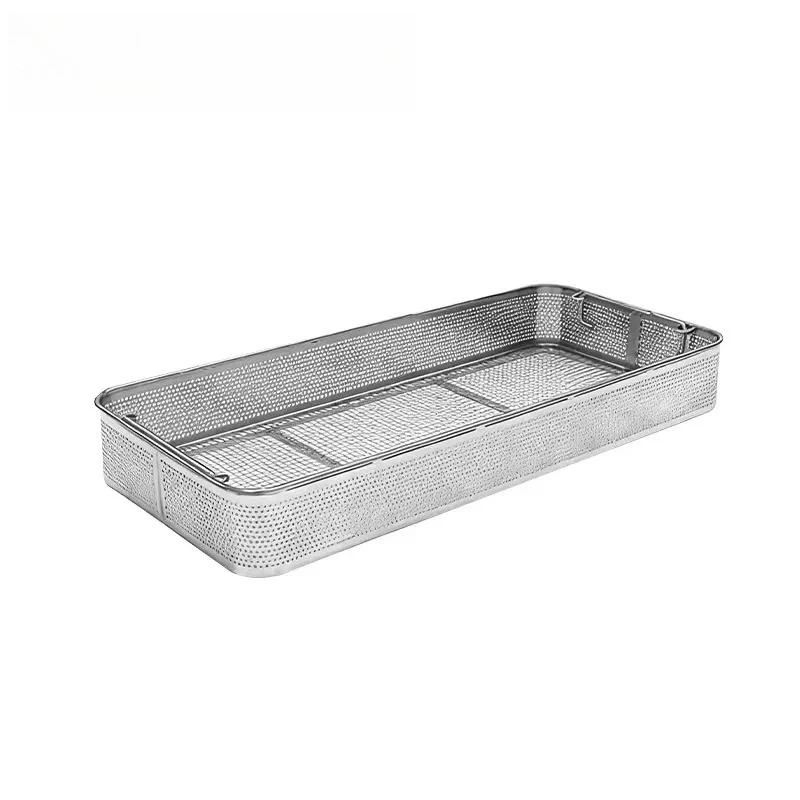 Modern Medical Manual Side Punched Mesh Basket for Sterilization Container, Durable Medical Equipment Sterilization
