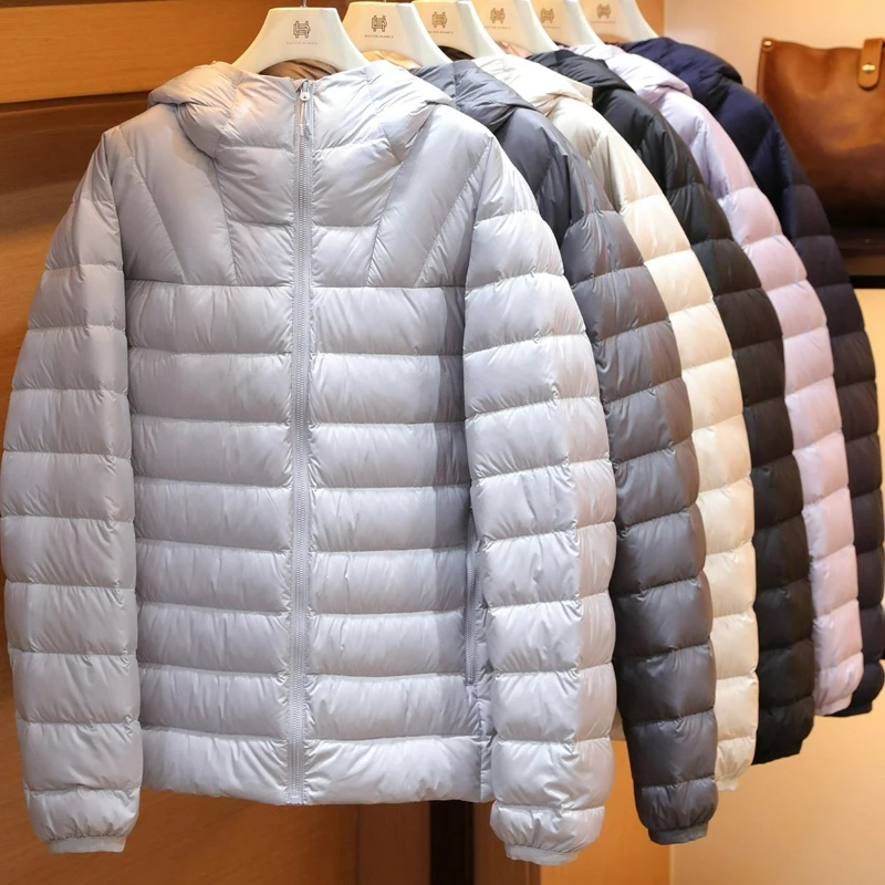 Autumn and winter new men's couple's light outdoor sports travel ribs hooded down jacket