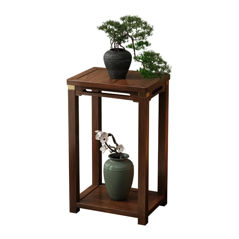 DSA Solid wood flower table Chinese flower rack Living room floor-to-ceiling double-layer shelf Green plant flower pot placement