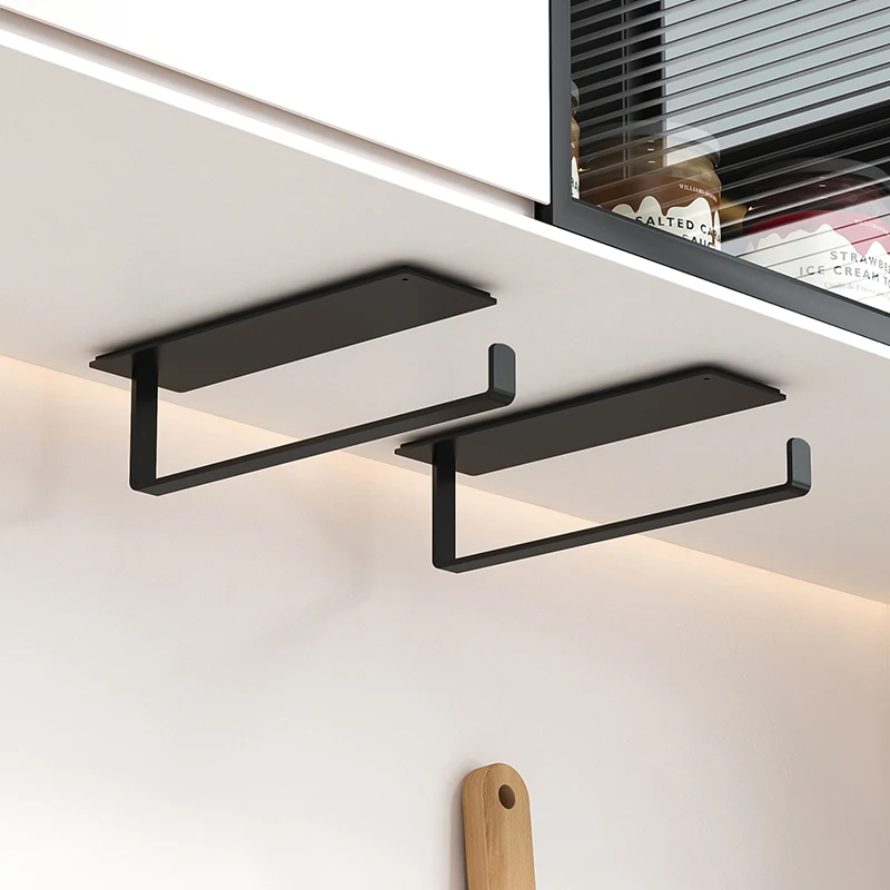 Two Types of Non Porous Kitchen Tissue Holders and Refrigerator Side Cling Film Storage Racks with Magnetic Suction Adhesive