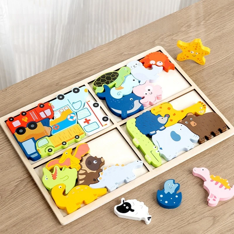 Kids 4-in-1 Puzzle Board – Montessori-Inspired Educational Toy for Hand-Eye Coordination, Shape & Color Recognition