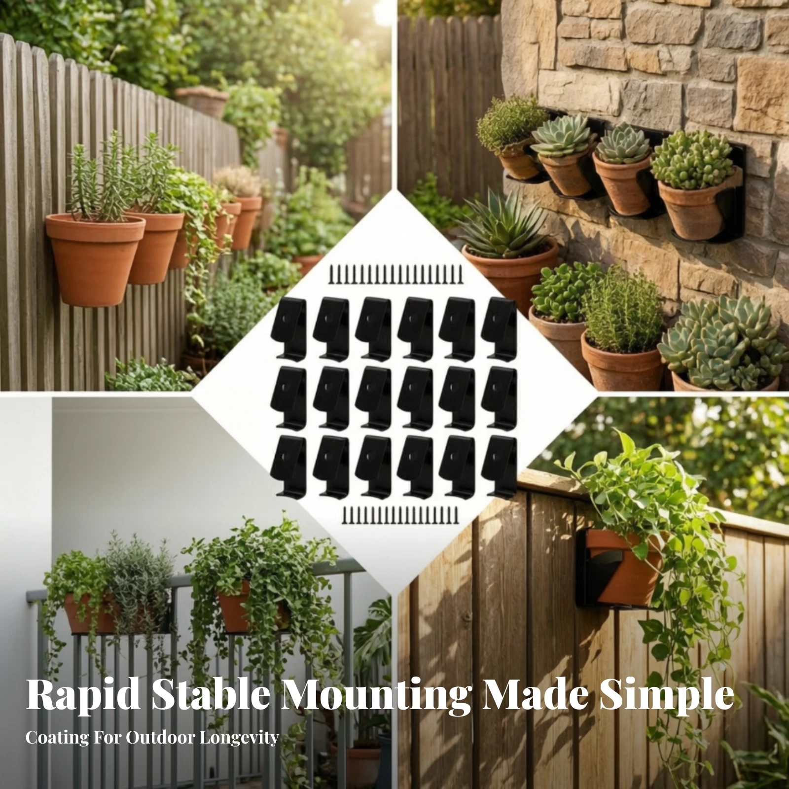 18 Pieces Flower Pot Bracket with Mounting Screw Versatile Bent Iron Plant Pot Bracket Metal Slim for Garden Walls