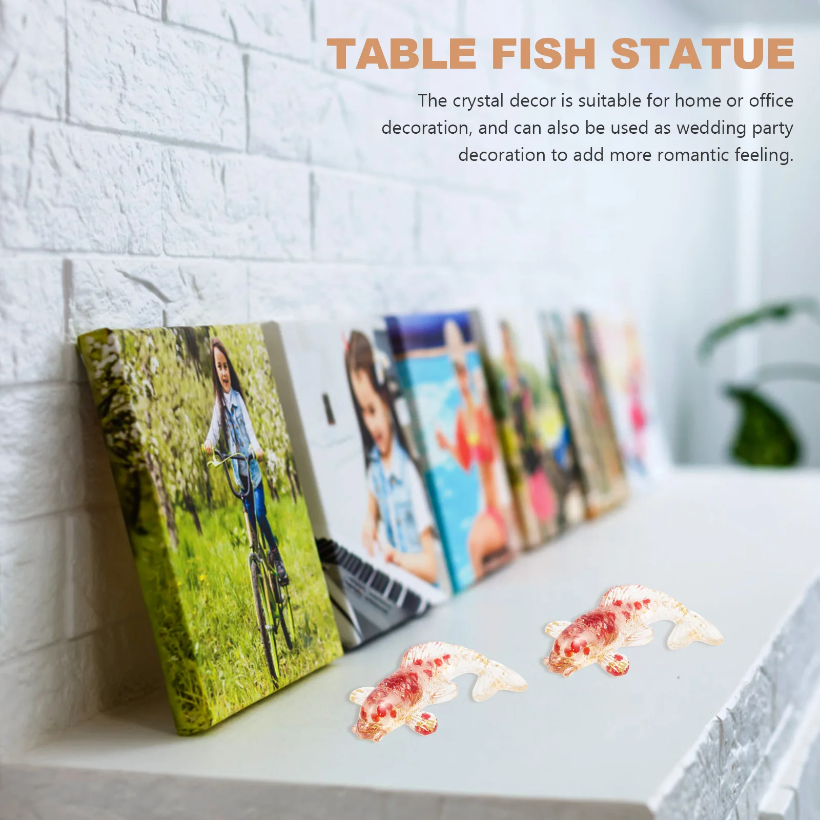 

2Pcs Crystal Fish Decoration Handcrafted Resin Statue for Tabletop Home Office Interior Design Lovely Compact Desk Ornament Art
