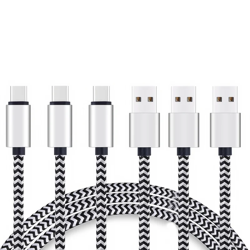 USB Type C Cabl,3Pack Quick Sync Charging USB C 2.0 to USB A Nylon Braided Cable for Android Smartphone Tablets Wall and Car