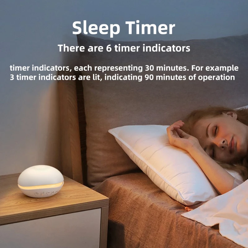 Mini altavoz inalámbrico portátil para dormir con ruido blanco, compatible con inteligencia, luces de respiración temporizadas, ayuda calmante para dormir para bebés