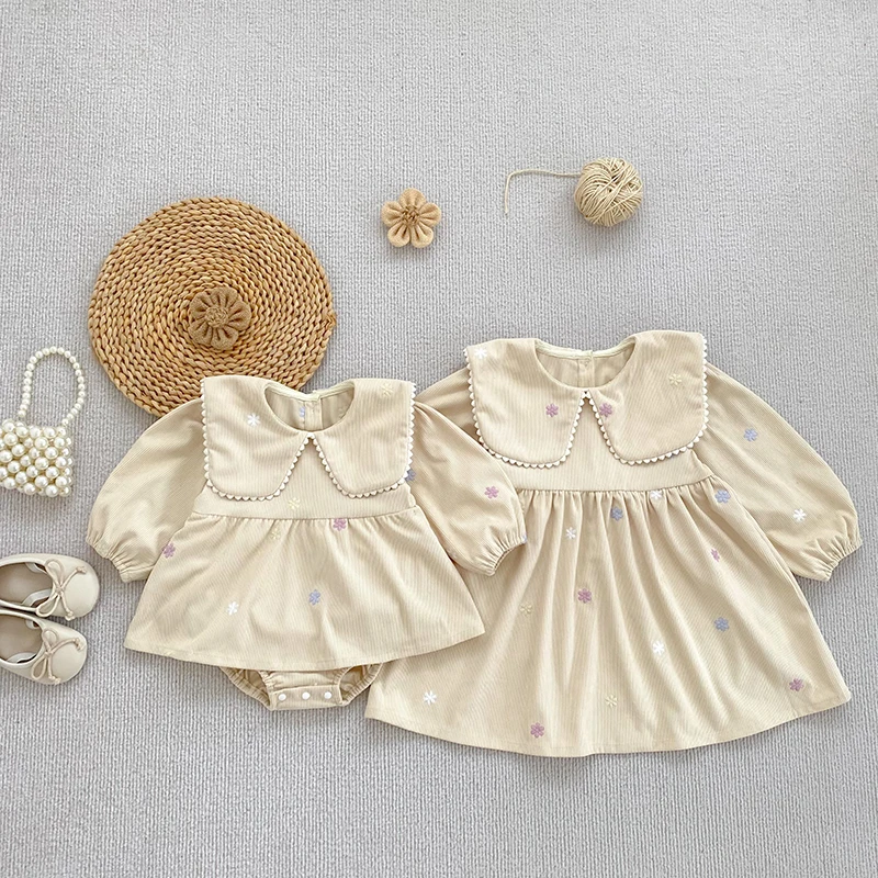 2026 Baby-Mädchen-Stramplerkleid Frühling Herbst Langarm Bunte Blumenstickerei Gestreifter Säuglings-Body Neugeborenes Mädchen 0-24M – Detail 17
