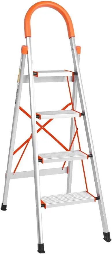 

Складная ступенчатая лестница LUISLADDERS, 4-ступенчатая лестница, алюминиевый ступенчатый стул, нескользящая с резиновой рукояткой, легкий многофункциональный порт