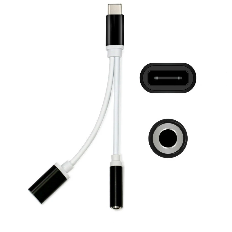 10/5/3PCSNEW Adaptador USB 2 en 1 - Tipo C a 3,5 mm Adaptador de cargador de audio Cable de auriculares