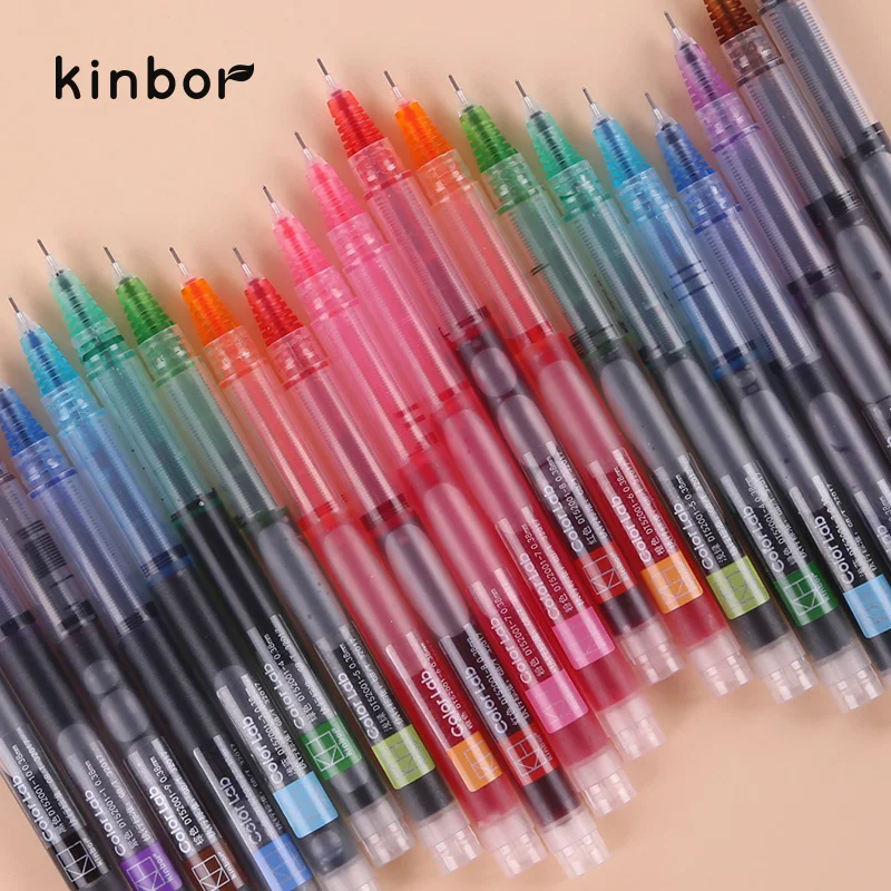 كينبور سريعة الجافة مستقيم السائل القلم المياه القائمة أقلام مع الأساسية الداخلية الحلوى اللون 0.38 مللي متر الحبر محايد القلم الإبداعية رسمت باليد