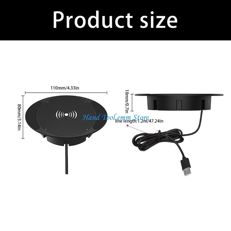 H37F 1pc/2pcs Quick 10W Wireless Phone Chargers Hide Installation Under Table for Various Material Easy Setup - view 6
