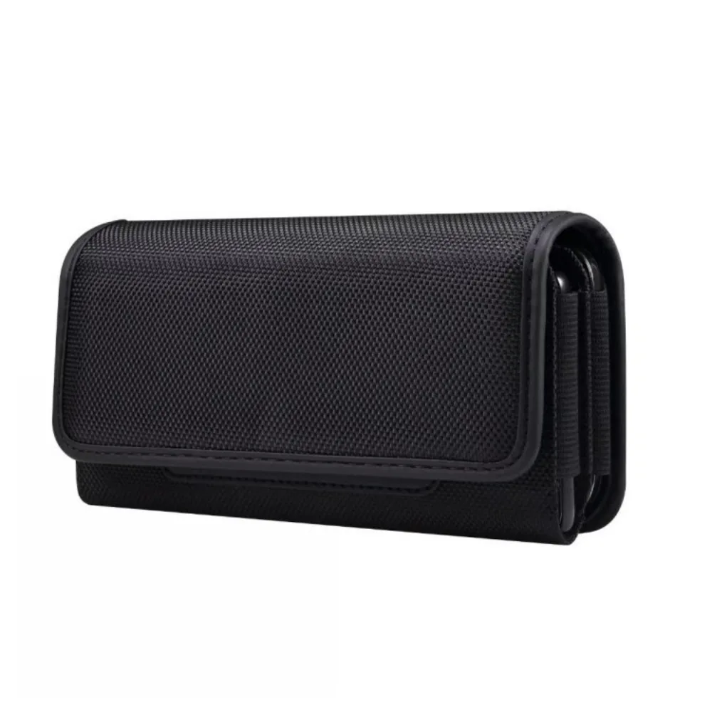 Oxford fabric double-layer 6.9-inch mobile phone storage waist bag, flip cover horizontal waterproof men's work waist bag