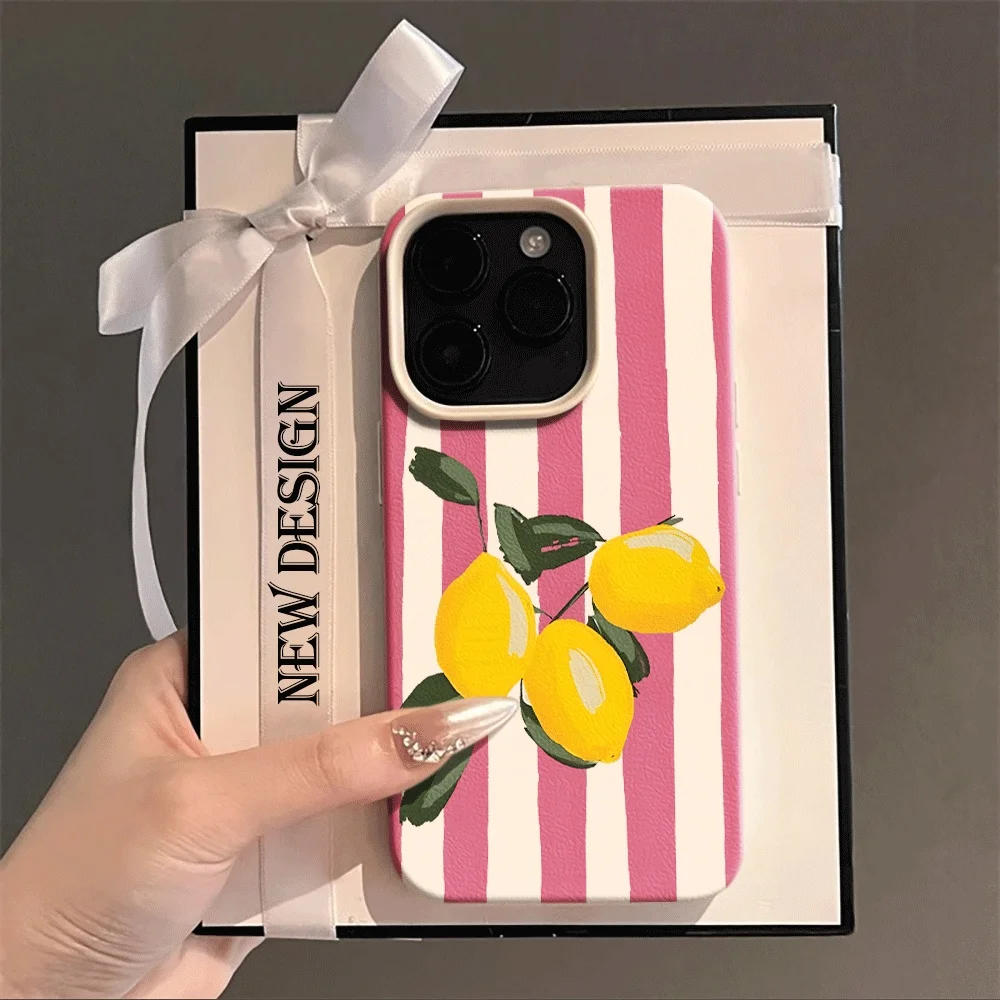 Koreanische Sommer-Zitronen-Ästhetik Handyhülle für iPhone 17 16 15 14 13 12 11 Pro Max Plus X XR Silikon Matt Weiche Schutzhülle – Detail 1