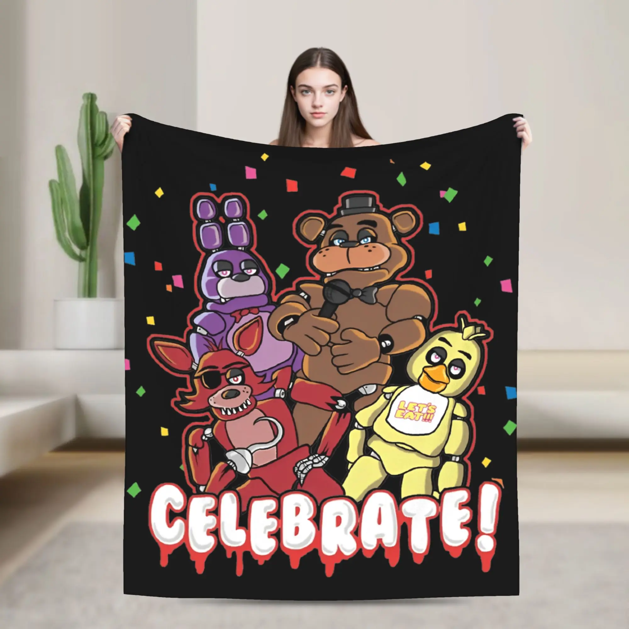 Five Nights Horror Game Blankets Flannel All Season  Multi-function Super Warm Throw Blanket for Bedding Office Rug Piece