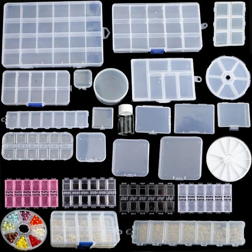 Caja de almacenamiento para decoración de uñas, estuche con diamantes de imitación, gemas, cuentas de joyería, contenedor de plástico, accesorios para uñas, contenedor vacío para manicura DIY, 1 ud.