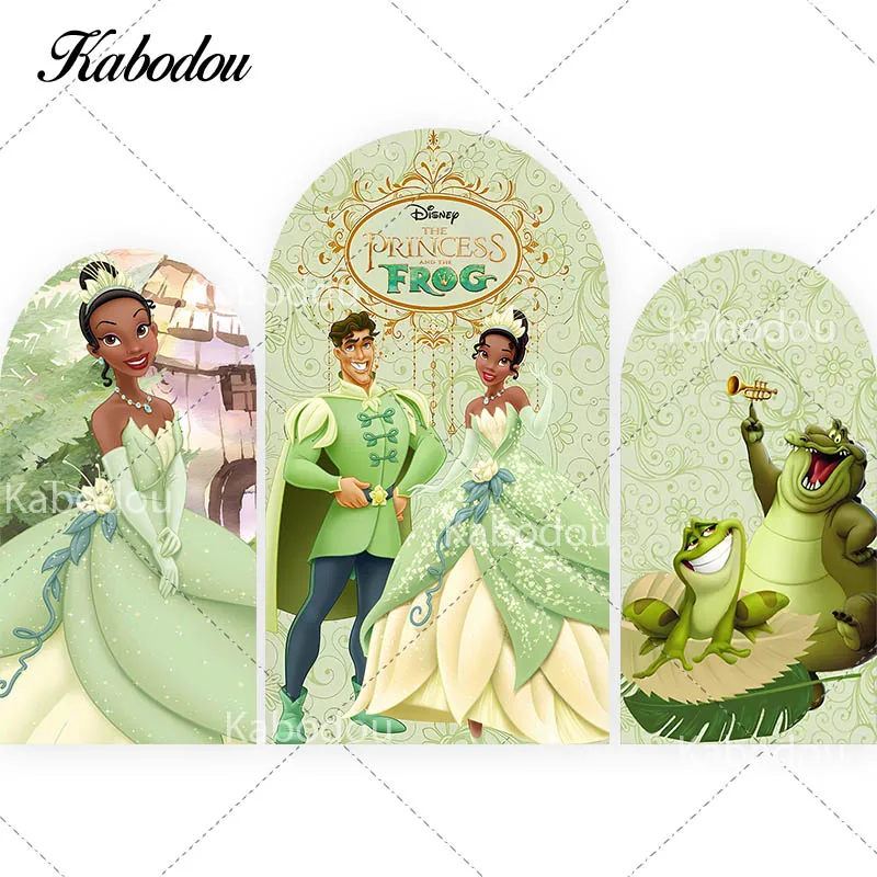 Disney The Princess and the Frog Arch Photo Green Backdrop Arched Wall For Girls Birthday Chiara Custom Photography Background