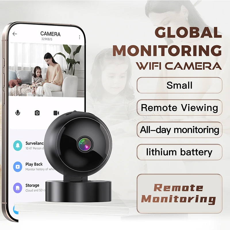 Câmera IP WiFi Sem Fio Mini Digital Espiã com Visão Noturna, Bodycam com Visualização Remota via App, Monitor de Segurança Doméstica, Micro Filmadora
