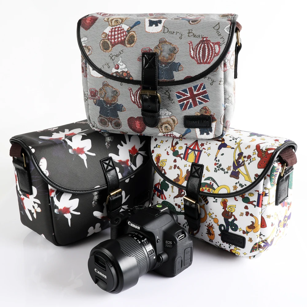 Woman Photo Cover Shoulder Camera Bag For Canon Case Nikon SONY Pouch Panasonic Pentax Olympus Fujifilm Instax MINI Flowers PU