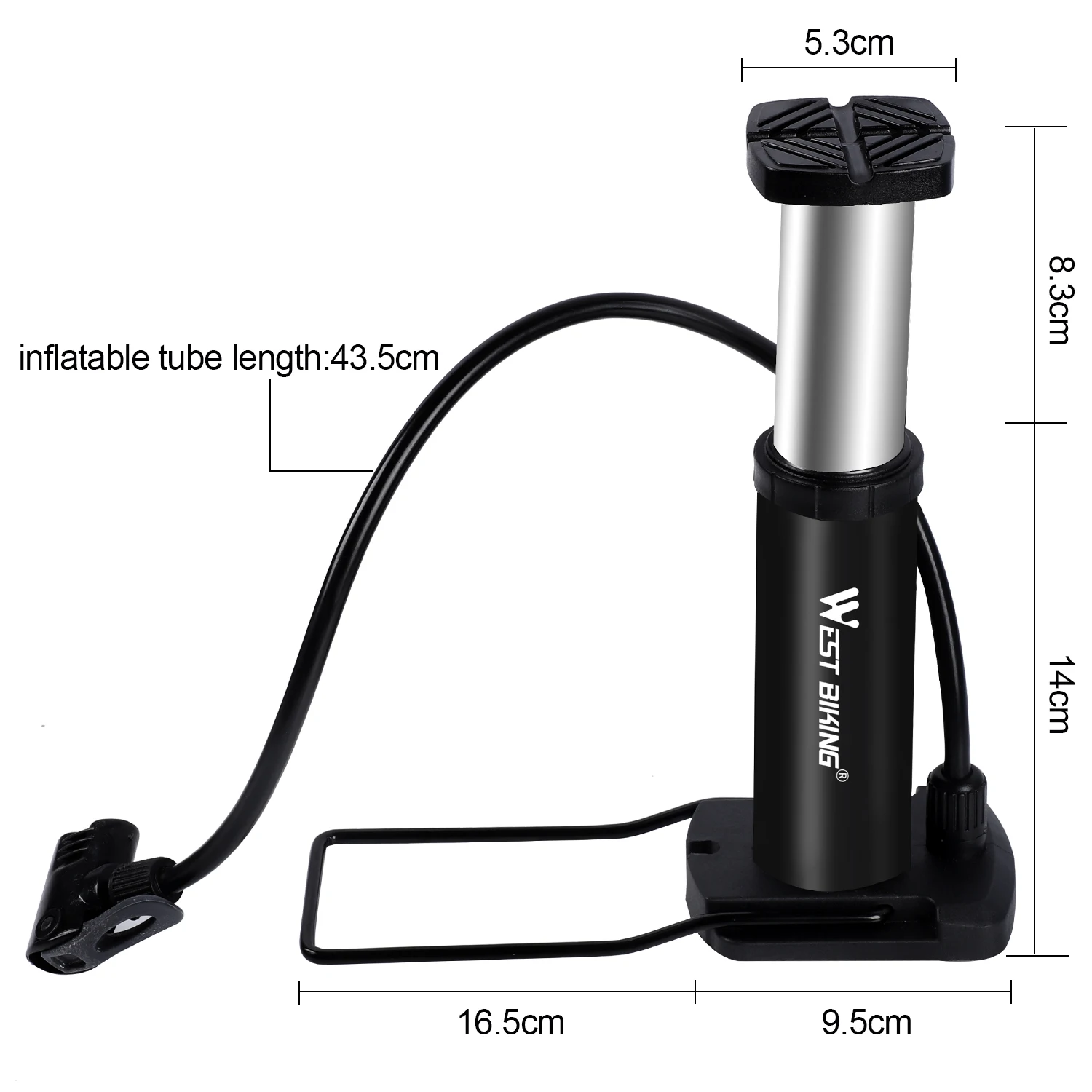 WEST BIKING Bike Pump Aluminum Alloy MTB Mountain Bike Inflator Foot Cycling Tire Air Pump Presta Schrader Valve Bicycle Pump