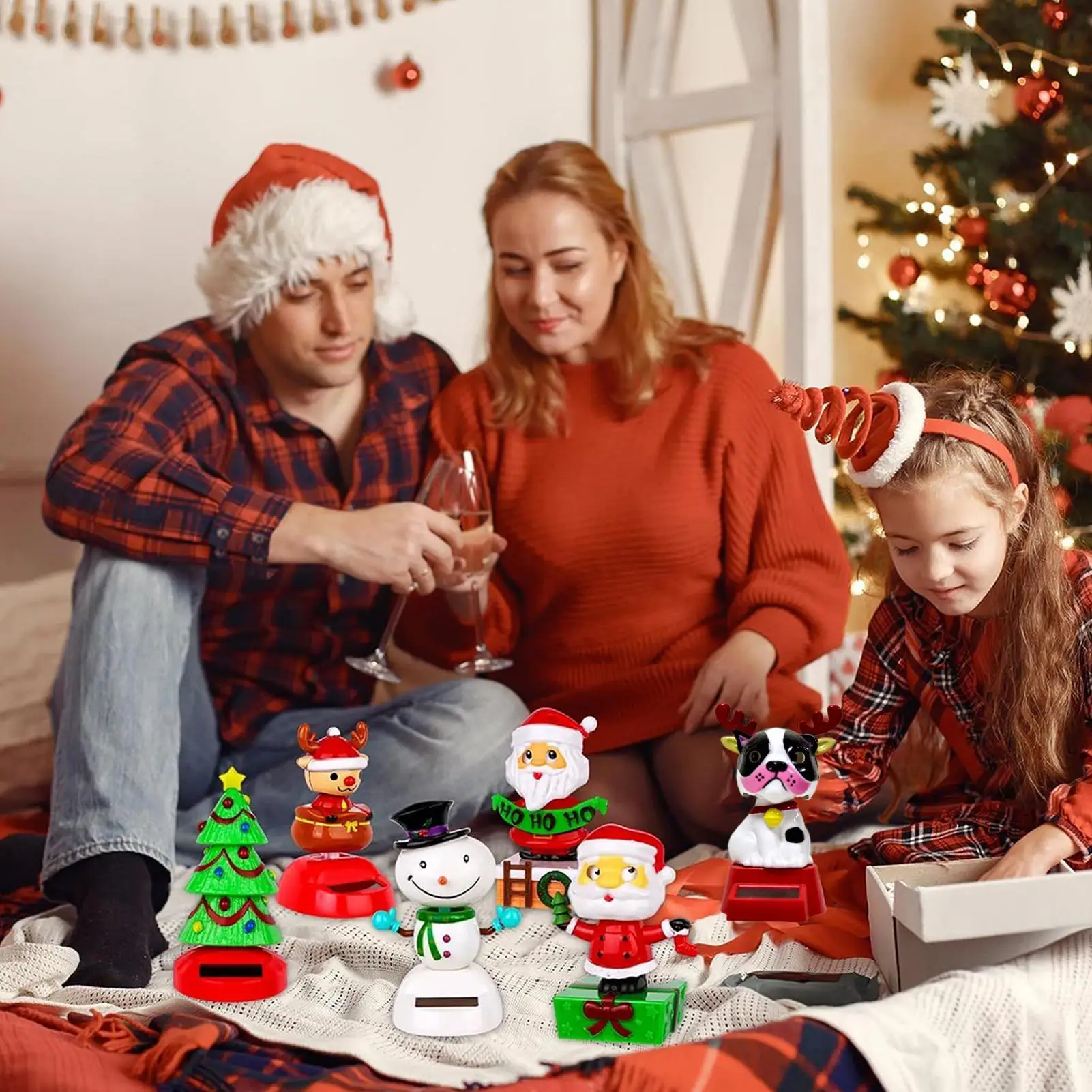 Christmas Dashboard Dancing Toy Decorative Solar Dancer Figurines Santa Claus 6 Pieces Holiday Decoration Swinging Head For Dorm