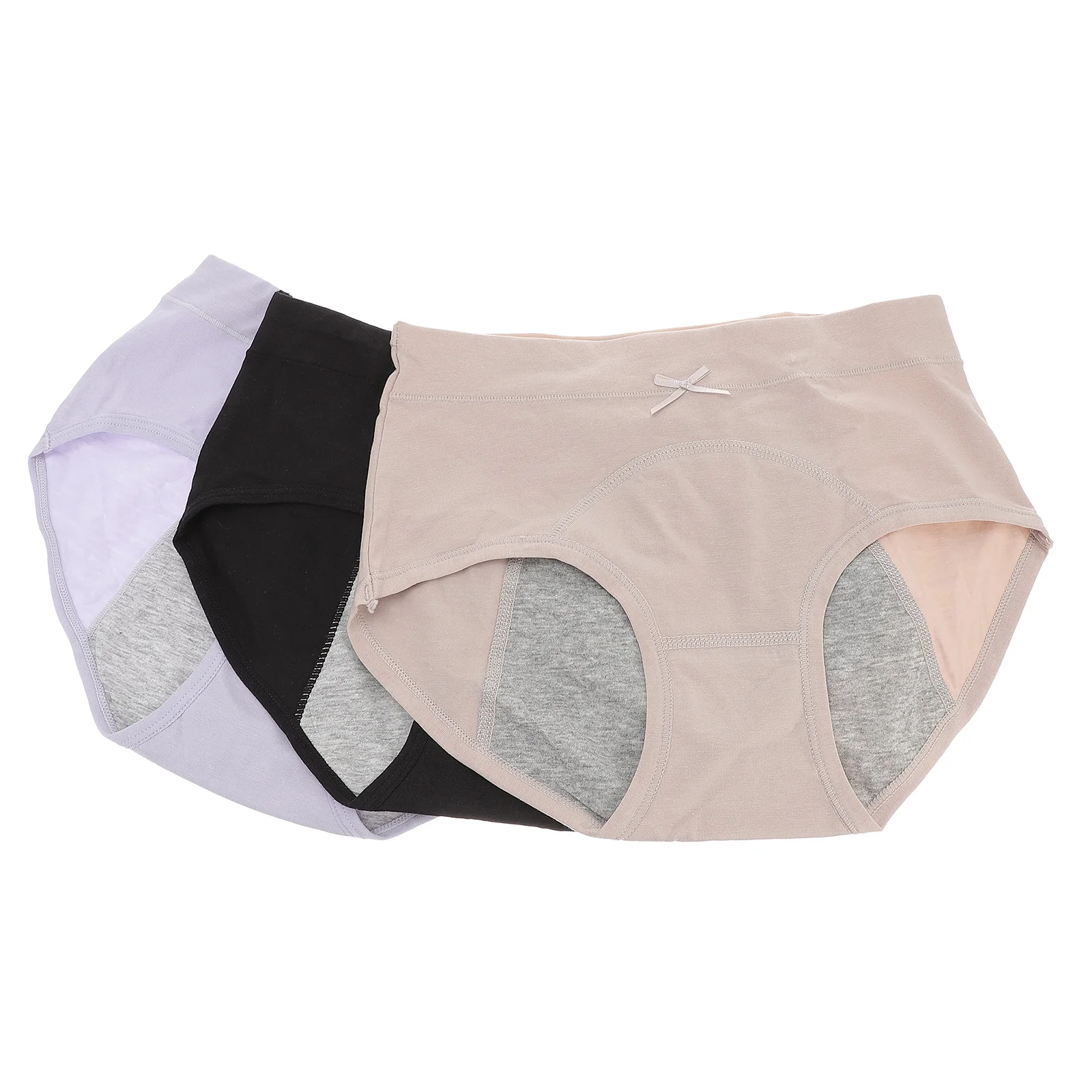 

3 pcs Sanitary Pants Physiological Underwear Girls Cotton Anti Leak Proof Moisture Absorbing Flexible Middle Waist Panties Easy