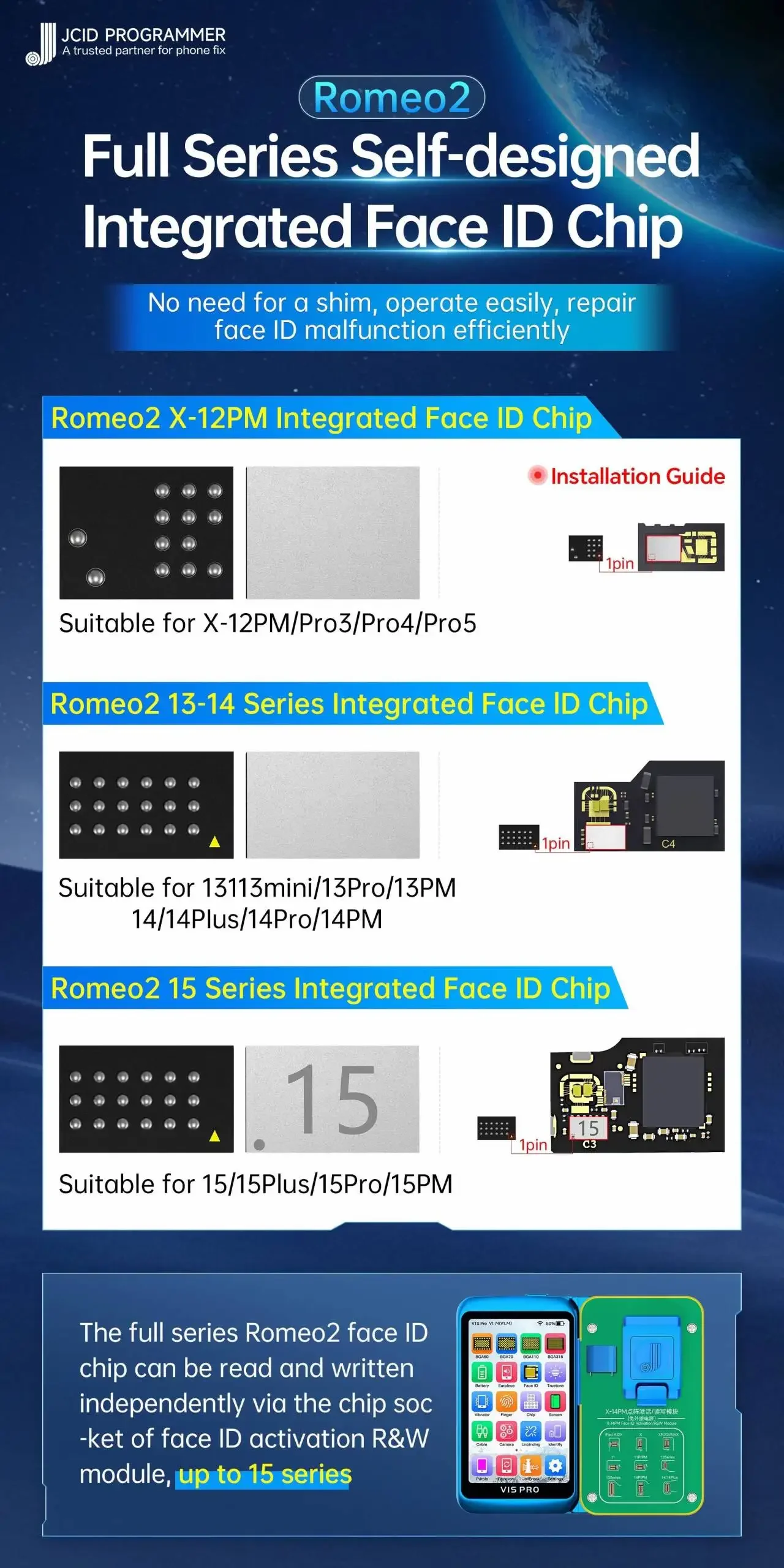 JCID V1SE(WIFiA) V8.12 1 【新品未使用】 JCID V1SE Wifi プログラマー iPhone 11/12/13/14/15Pro 最大 iPad
