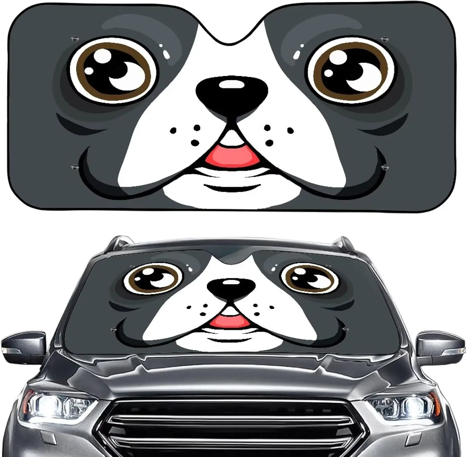 

Переднее лобовое стекло автомобиля с принтом французского бульдога, складной авто солнцезащитный козырек для грузовика, внедорожника, блоки УФ-лучей, солнцезащитный козырек