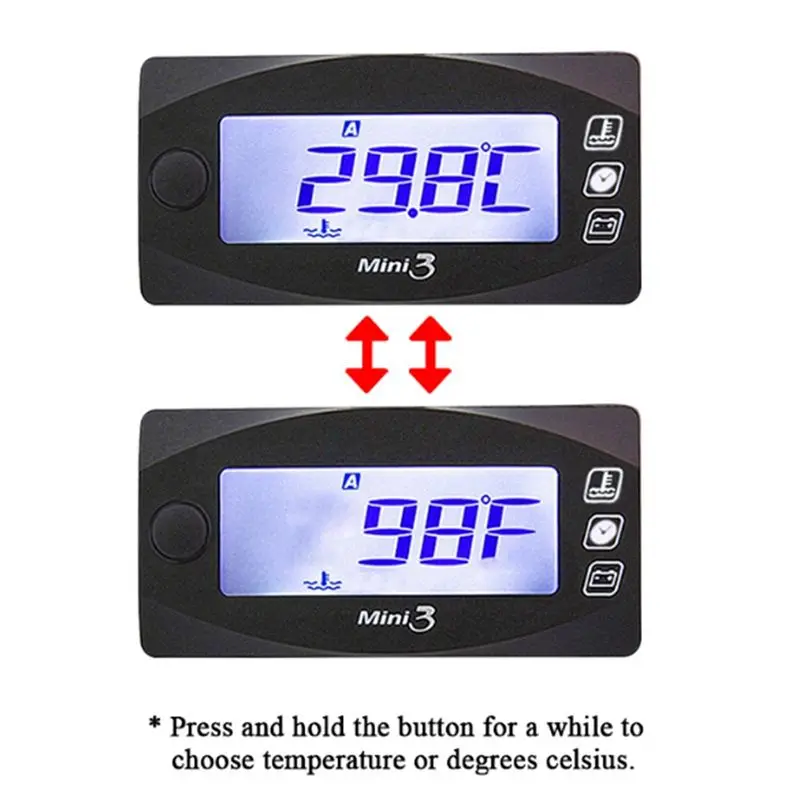A13Z-Motorcycle Accessories Mini 3 In 1 LED Digital Instrument Temperature Voltmeter Time Display