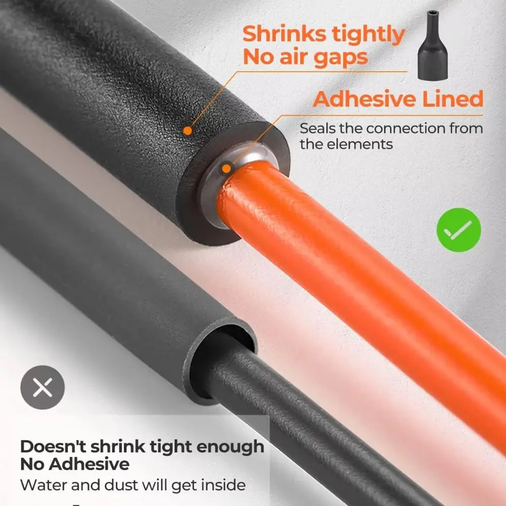 

Waterproof Heat Shrink Tubing Kit Black Thickened Industrial Heat-Shrink Tubing Sealed 3:1 Double Wall Heat Shrink Tubing