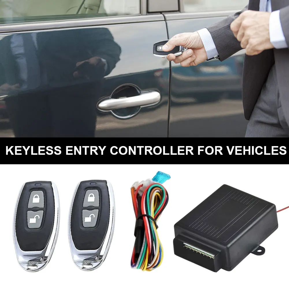 12V Vehicle Keyless Entry System 2 Button Remote Control Auto Locking Security Keyless Entry Kit Universal