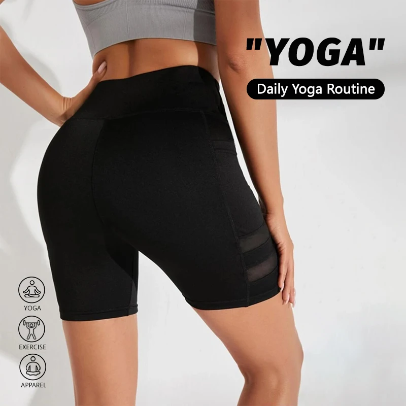 Stripe Design Women Sports High Waist Leggings Pants with Quick Drying and Breathable Hidden Pockets for Fitness Running Cycling
