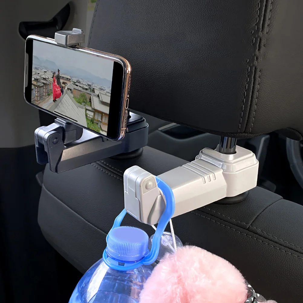 

Car Headrest Hook Bracket Back Seat Hanger Storage Cellphone Holder Rotatable Durable ABS Silicone Universal Car Accessories