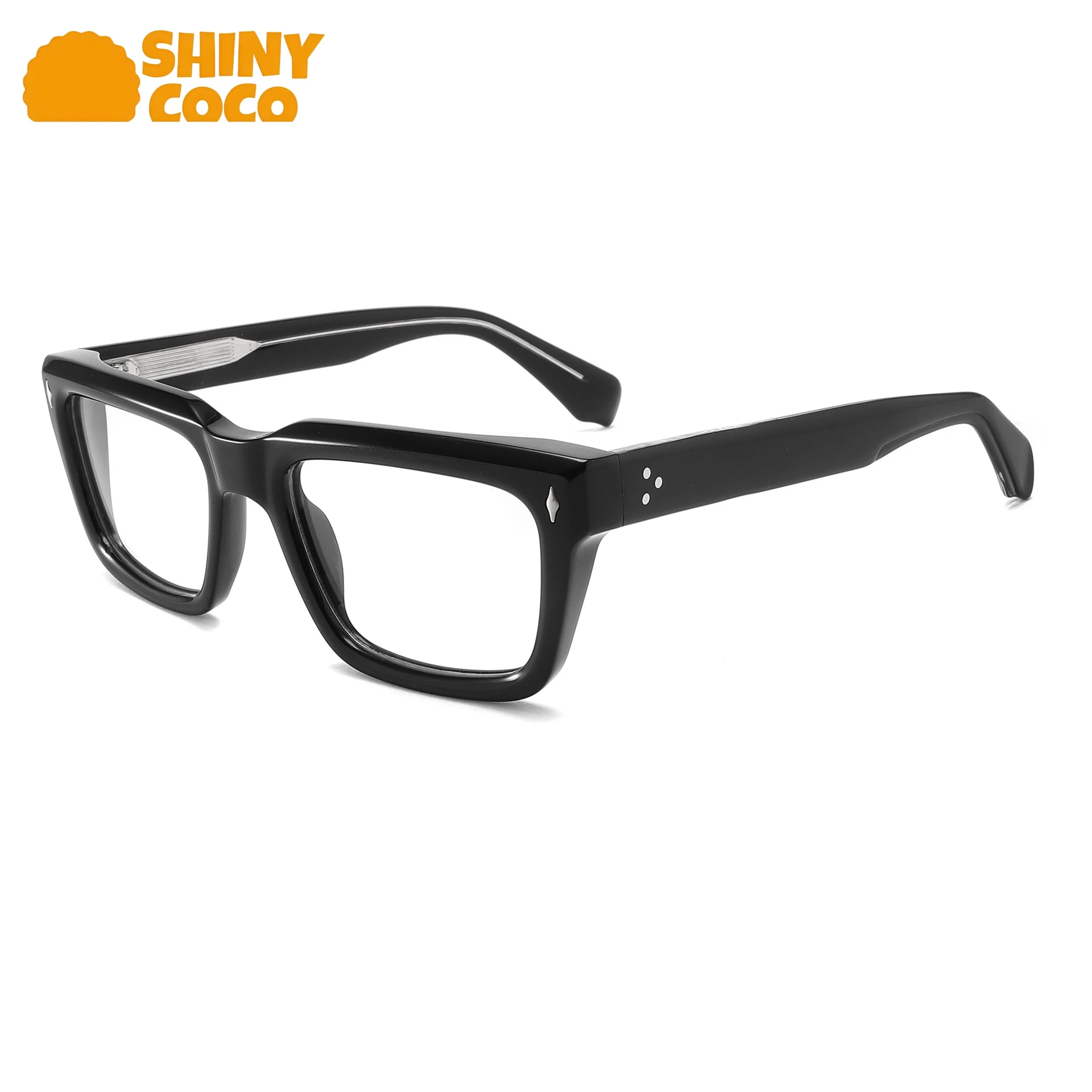 

ShinyCoCo Luxury Brand Square Men Sheet Glasses Frame Acetic Acid Frame Rice Nail Flat Glasses Women Myopia Glasses Frame