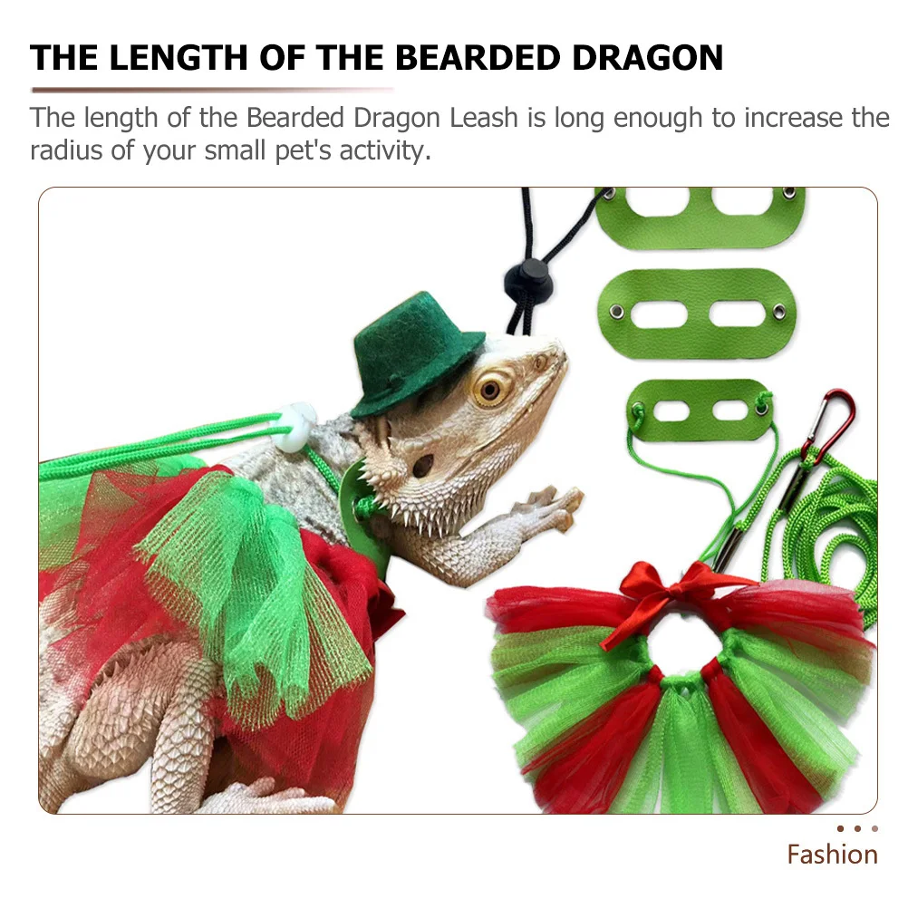 

1Set Bearded Dragon Harness Kit Adjustable Christmas Lizard Leash Outdoor Traction Rope Reptile Xmas Supplies Lizard Harness Kit