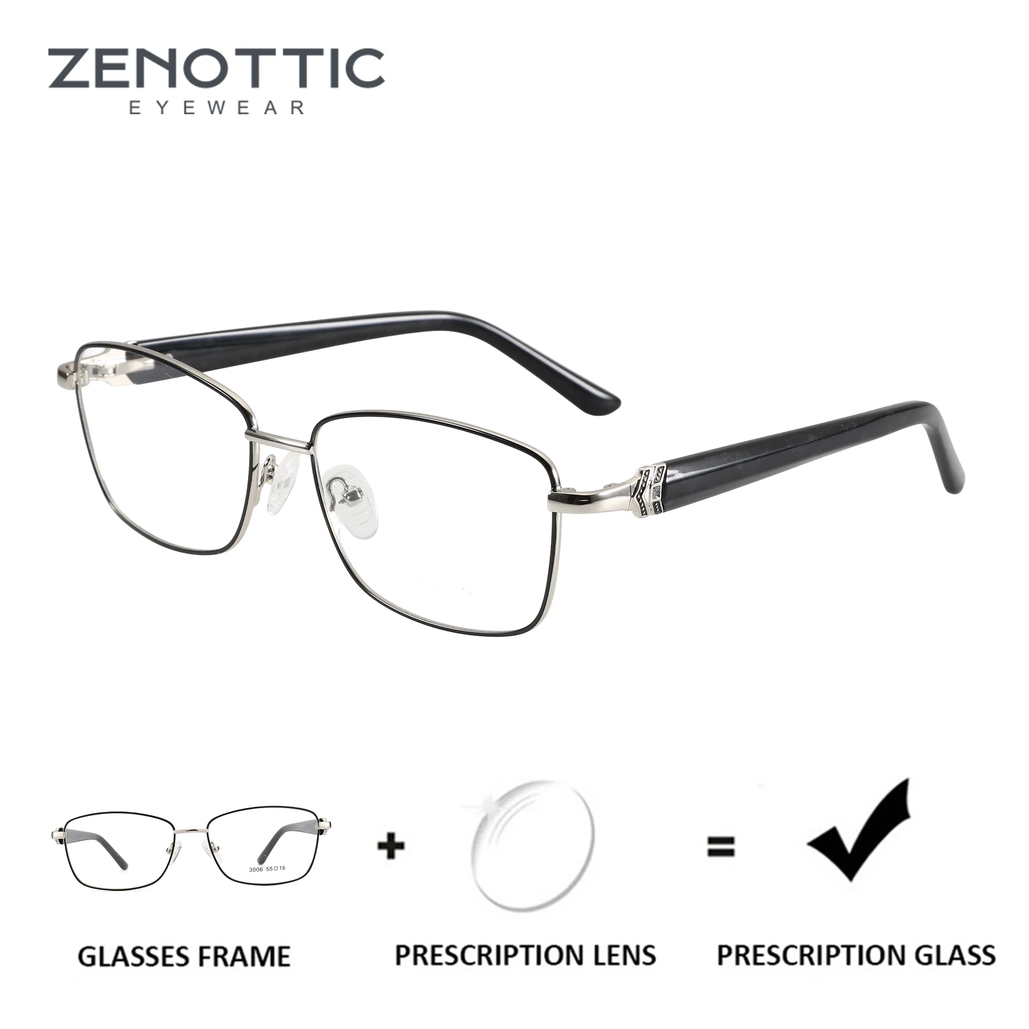ZENOTTIC M Size Metal Butterfly Prescription Glasses For Women Graduated Eyeglasses For Myopia Woman Photochromic Optical Lenses