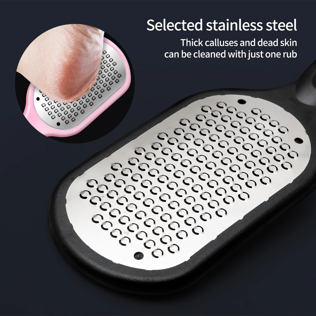 Lime à pieds double face, pédicure, gommage du talon, gommage du talon, gommage des pieds en acier inoxydable pour éliminer les callosités