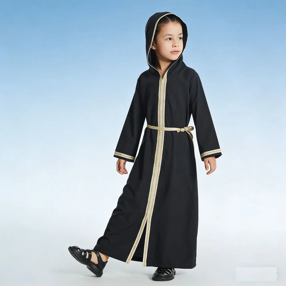 

Детский мусульманский хиджаб для девочек, Абая, длинное платье макси, Дубай, Турция, кафтан, исламское праздничное платье, арабский марокканский Джеллаба, кафтан, одежда, халат
