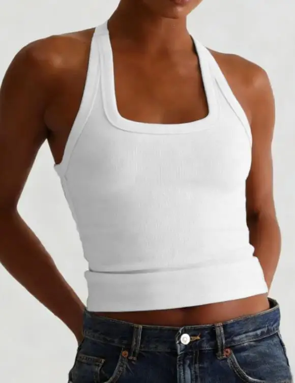 

2026 Hot Girl Women's Yoga Hanging Neck Strap Vest T-Shirt Top
