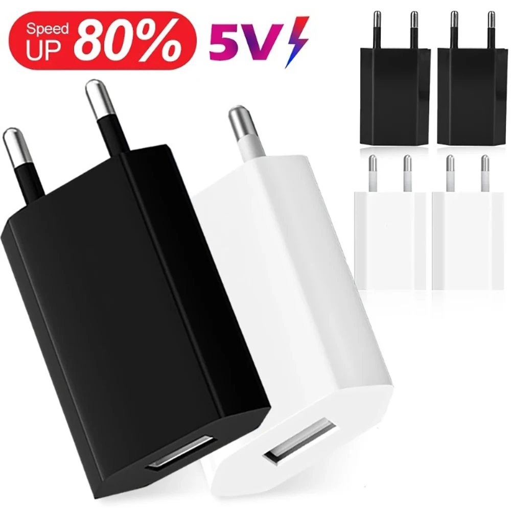 

1-5Pcs Mini 5V 1A EU Plug USB Charger Universal Wall Adapter Mobile Phone Fast Charger Power Adapter For iPhone Samsung Xiaomi